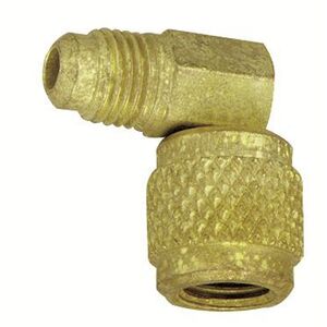 10-C Brass 90° Adaptor  1/4" Fem. Flare Swivel to Male Flare 