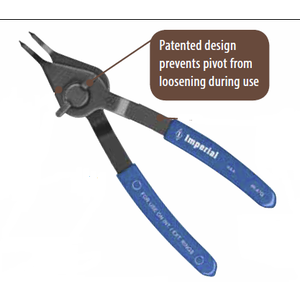 IR-90Q Quarter Turn Ring Pliers for sizes 1/4" to 3-1/2". Fixed Tip Dia.  0.090" @ '0'degrees. 9-1/4" Nom. Length
